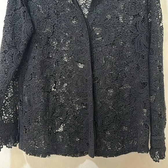 SOFT SURROUNDING LACE CROCHET TOP BLOUSE WOMEN SIZE S BLACK TWO PIECES - Picture 9 of 11